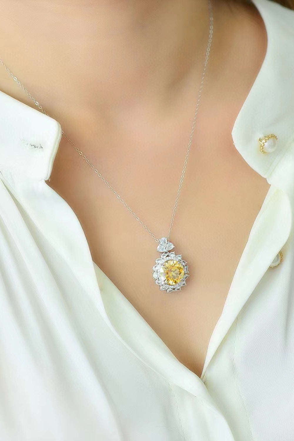 5 Carat Cushion Peridot Diamond Necklace | Barkev's